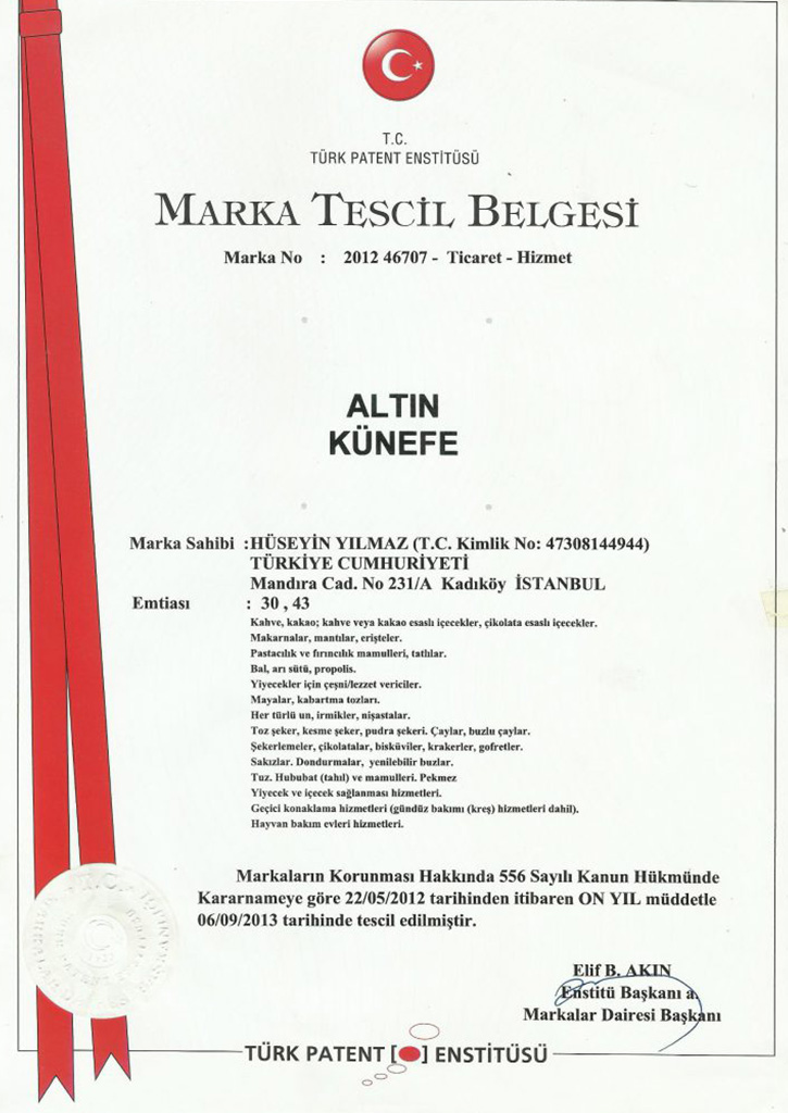 MARKA TESCİL BELGESİ